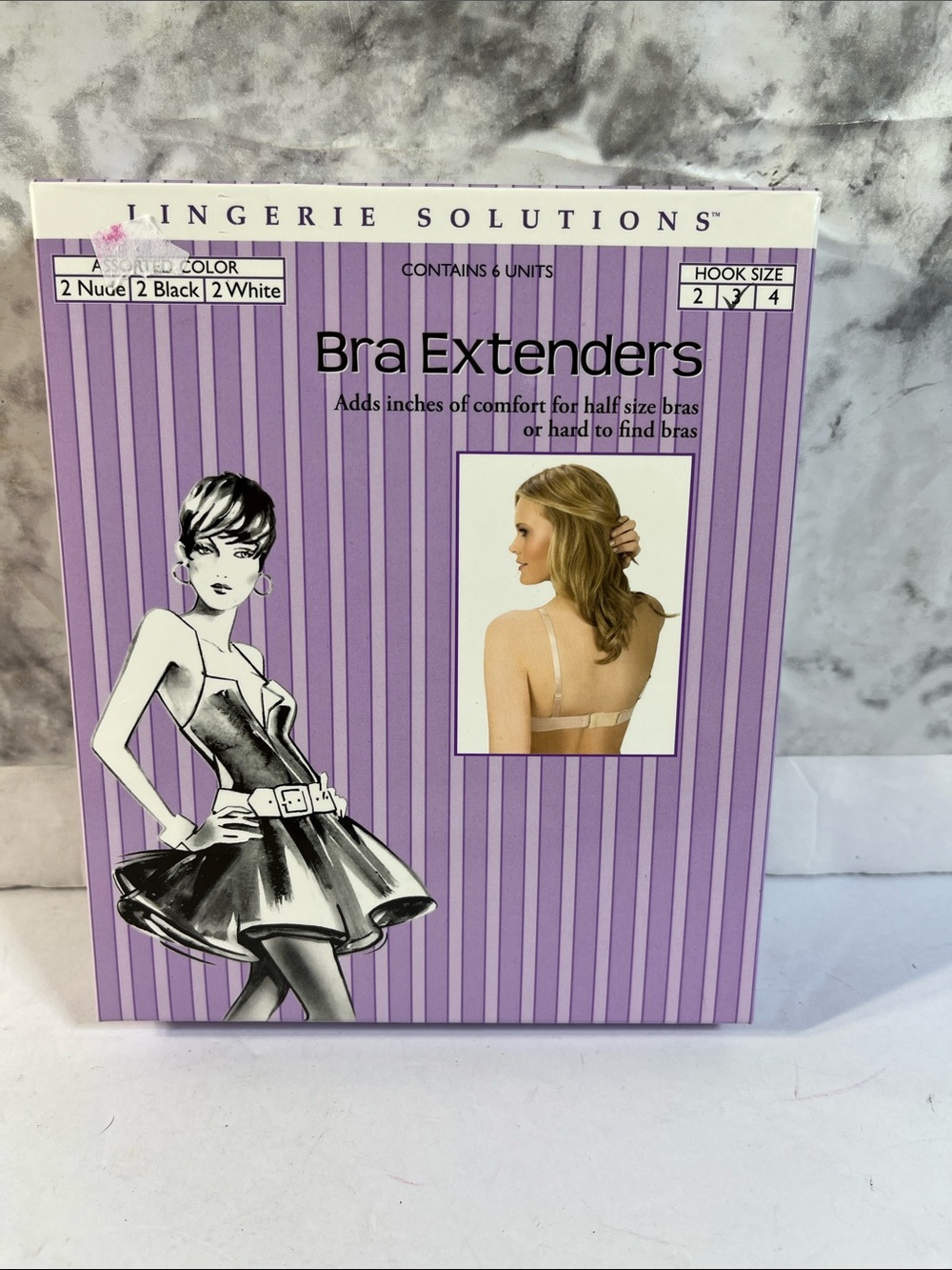 Sears Lingerie Solutions Bra Extenders in Lavender and Black